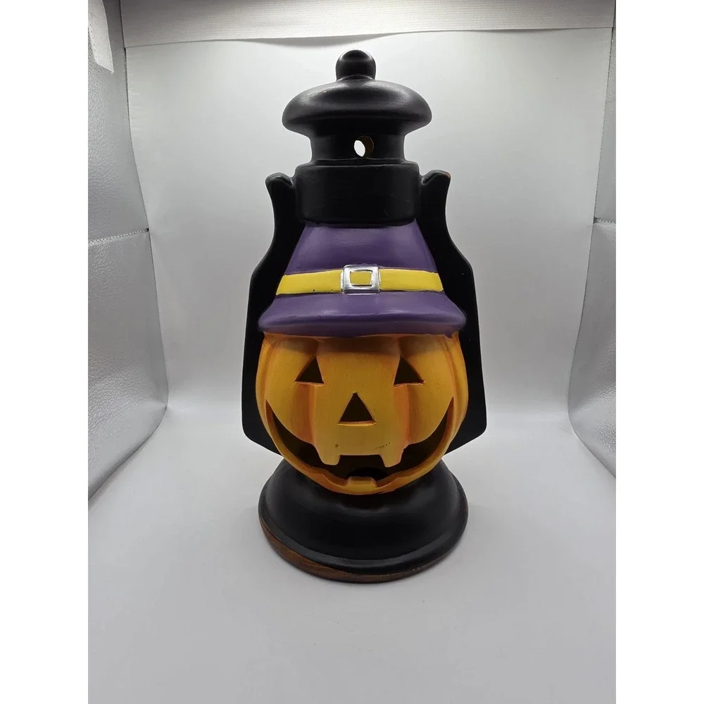 Vintage Ceramic Halloween Pumpkin Lantern Lamp, Smiling Pumpkin Light